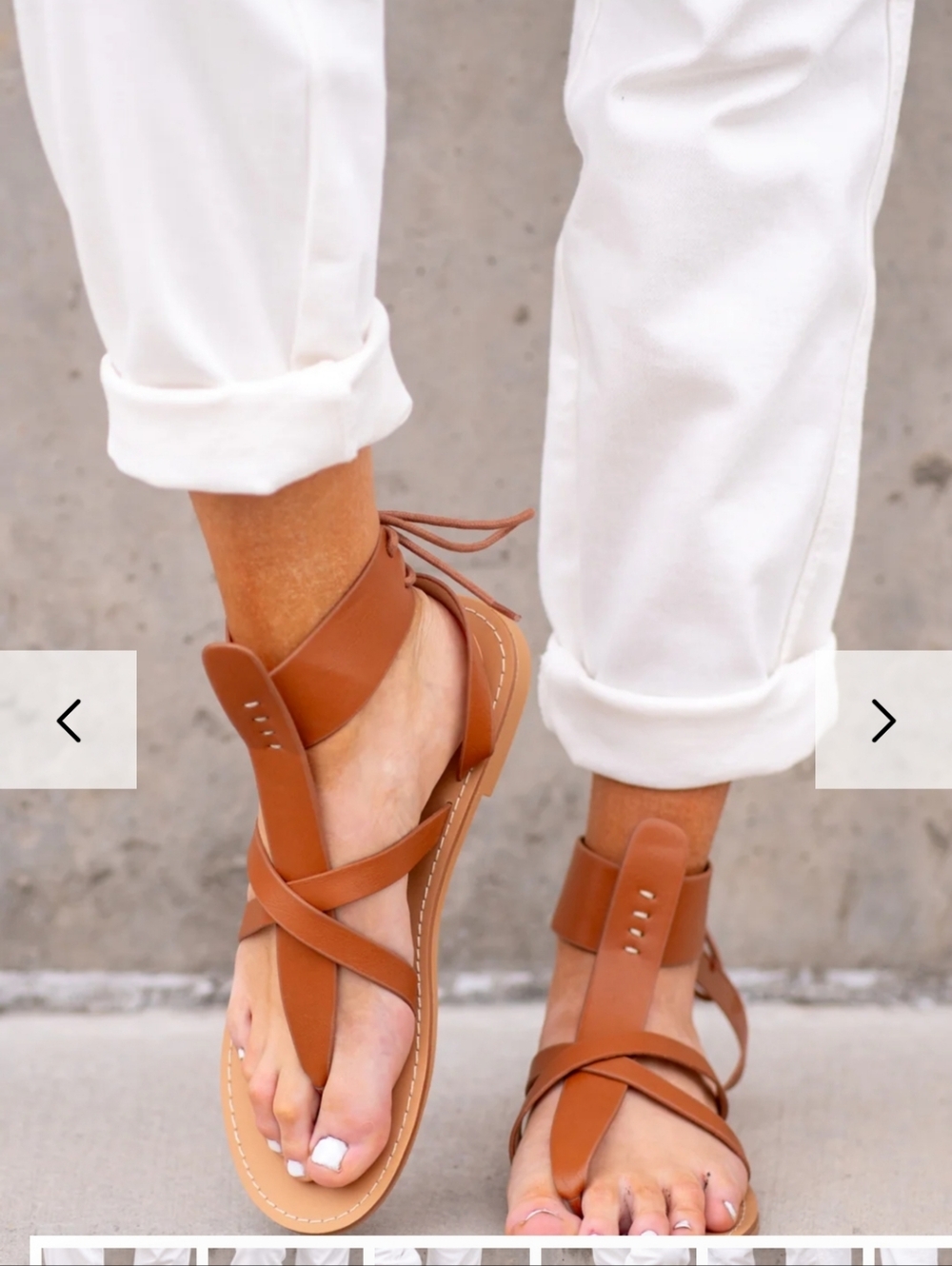 Women's Tan Lace-Up Gladiator Sandals - Picture 5 of 7